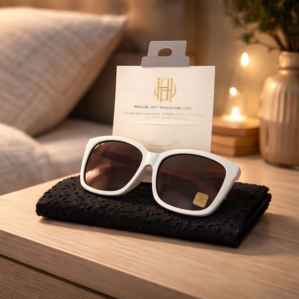 HOUSE OF HARLOW Cat Eye Sunglasses Classic Milky White UVA-UVB Protection